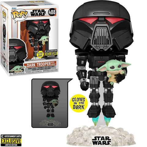 Dark Trooper avec Grogu - Star Wars The Mandalorian #488 (brille dans le noir) (exclusivité EEE)