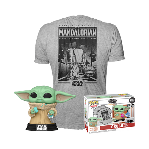 Grogu avec des cookies (Pop Tees taille moyenne) - Star Wars The Mandalorian #465 (Flocked)