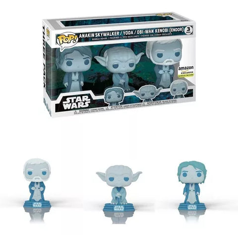 Anakin Skywalker/Yoda/Obi-Wan Kenobi (Endor) – Star Wars 3 Pack (exclusivité Amazon brille dans le noir)