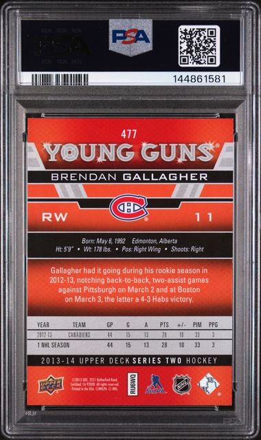 Brendan Gallagher Young Guns PSA 9 - Montreal Canadiens