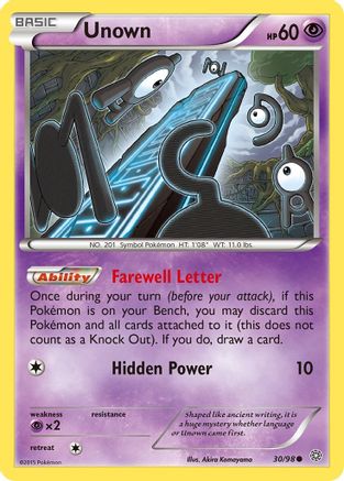 Unown (030/98) [XY  Ancient Origins] Reverse Holofoil - Common