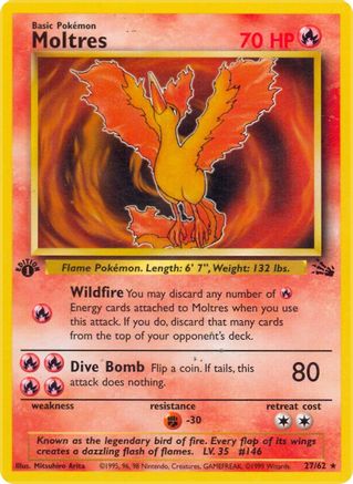 Moltres (027/62) [Fossil] 1st Edition - Rare