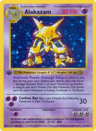 Alakazam (1) [Base Set Shadowless] 1st Edition Holofoil - Holo Rare