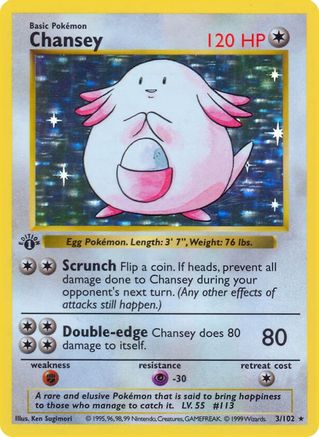 Chansey (3/102) [Base Set Shadowless] 1st Edition Holofoil - Holo Rare