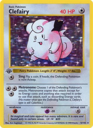 Clefairy (5) [Base Set Shadowless] 1st Edition Holofoil - Holo Rare