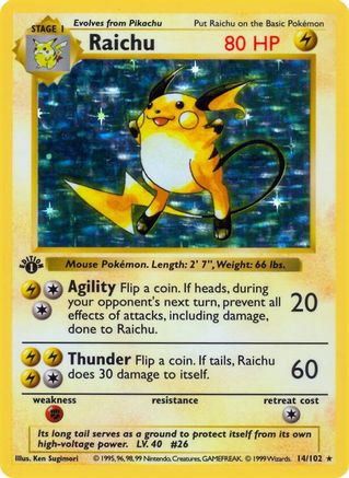 Raichu (14) [Base Set Shadowless] 1st Edition Holofoil - Holo Rare