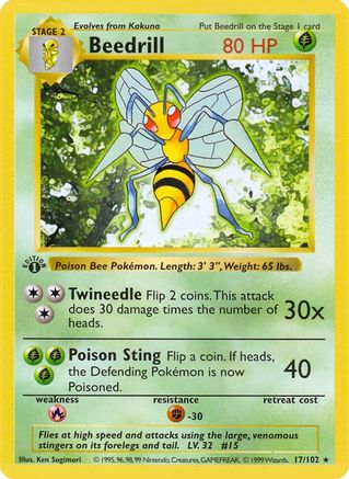 Beedrill (017/102) [Base Set Shadowless] 1st Edition - Rare