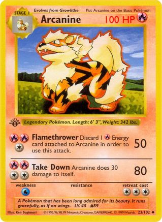 Arcanine (023) [Base Set Shadowless] 1st Edition - Uncommon