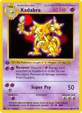 Kadabra (032) [Base Set Shadowless] 1st Edition - Uncommon