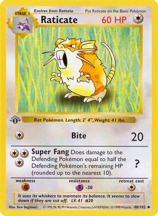 Raticate (040) [Base Set Shadowless] 1st Edition - Uncommon