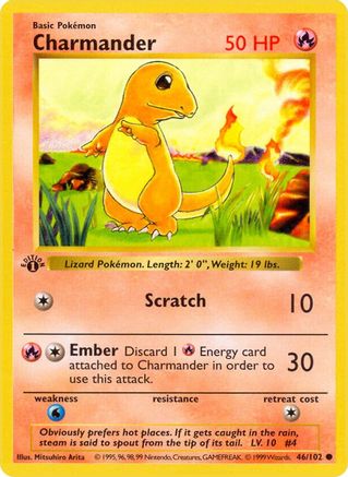 Charmander (046) [Base Set Shadowless] 1st Edition - Common