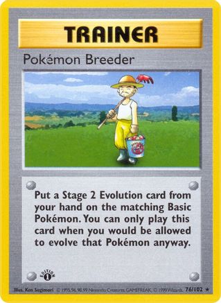 Pokemon Breeder (76/102) [Base Set Shadowless] 1st Edition - Rare