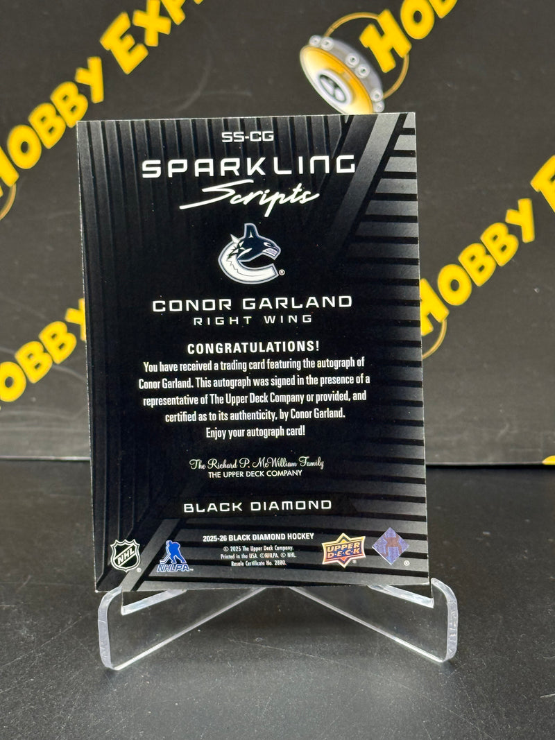 Conor Garland Sparkling Scripts - Vancouver Canucks 2025-26 Black Diamond