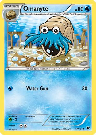 Omanyte (017/124) [XY  Fates Collide] Reverse Holofoil - Uncommon