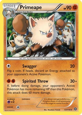 Primeape (53/114) [XY  Steam Siege] Reverse Holofoil - Rare