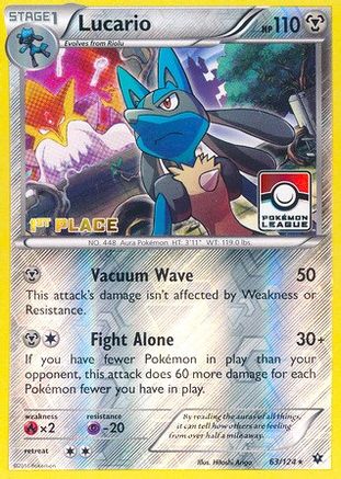 Lucario (Pokemon League) [1st Place] (63/124) [League & Championship Cards] Reverse Holofoil - Promo