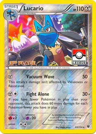 Lucario (Pokemon League) [3rd Place] (63/124) [League & Championship Cards] Reverse Holofoil - Promo