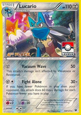 Lucario (Pokemon League) [4th Place] (63/124) [League & Championship Cards] Reverse Holofoil - Promo