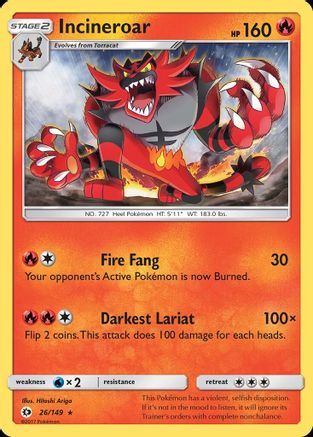 Incineroar (026/149) [SM Base Set] Reverse Holofoil - Rare