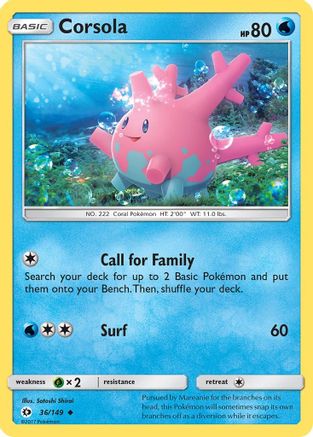 Corsola (036/149) [SM Base Set] Reverse Holofoil - Uncommon