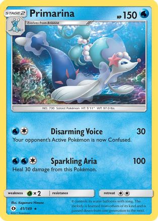 Primarina (041/149) [SM Base Set] Reverse Holofoil - Rare