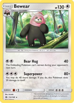 Bewear (112/149) [SM Base Set] Reverse Holofoil - Rare