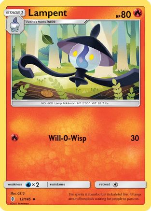Lampent (012/145) [SM  Guardians Rising] Reverse Holofoil - Uncommon