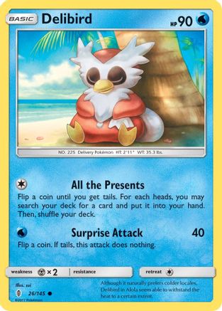Delibird (026/145) [SM  Guardians Rising] Reverse Holofoil - Common