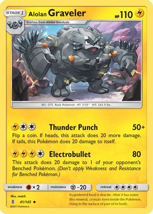 Alolan Graveler (041/145) [SM  Guardians Rising] Reverse Holofoil - Uncommon