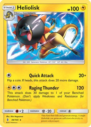 Heliolisk (44/145) [SM  Guardians Rising] Reverse Holofoil - Rare