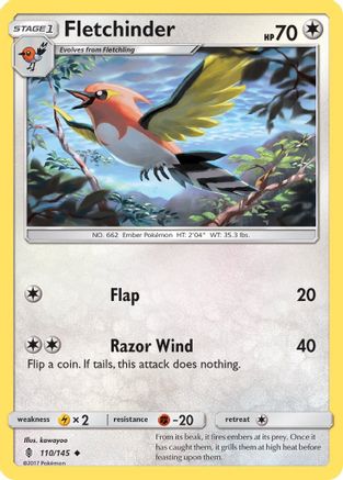 Fletchinder (110/145) [SM  Guardians Rising] Reverse Holofoil - Uncommon