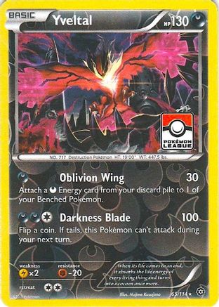 Yveltal (Pokemon League) (065/114) [League & Championship Cards] Reverse Holofoil - Promo