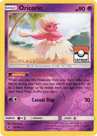 Oricorio (League Challenge) [4th Place] (55/145) [League & Championship Cards] Reverse Holofoil - Promo