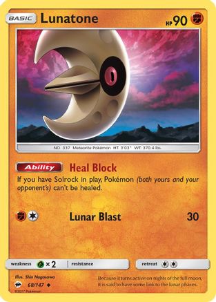 Lunatone (068/147) [SM  Burning Shadows] Reverse Holofoil - Uncommon