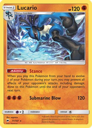 Lucario (071/147) [SM  Burning Shadows] Holofoil - Holo Rare