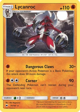 Lycanroc (075/147) [SM  Burning Shadows] Holofoil - Holo Rare