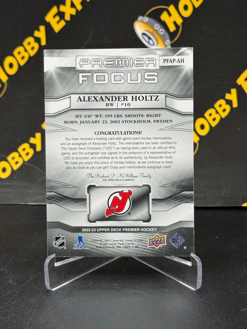Alexander Holtz Premier Focus Auto Patch 08/99 - New Jersey Devils 2022-23 Premier Hockey