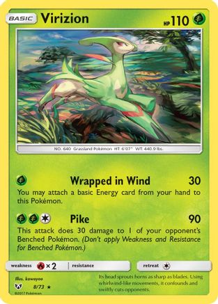 Virizion (008/73) [Shining Legends] Reverse Holofoil - Holo Rare