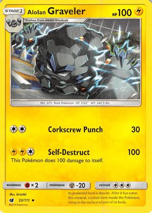 Alolan Graveler (33/111) [SM  Crimson Invasion] Reverse Holofoil - Uncommon