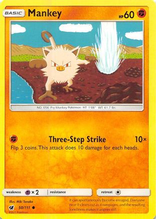 Mankey (050/111) [SM  Crimson Invasion] Reverse Holofoil - Common