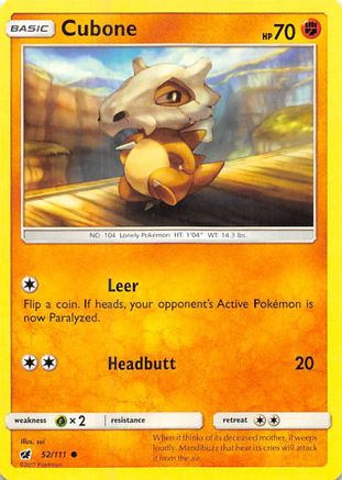 Cubone (052/111) [SM  Crimson Invasion] Reverse Holofoil - Common