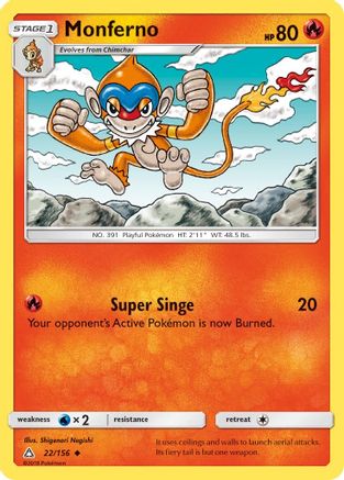 Monferno (022/156) [SM  Ultra Prism] Reverse Holofoil - Uncommon
