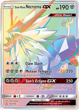 Dusk Mane Necrozma GX (Secret Rare) (163/156) [SM  Ultra Prism] Holofoil - Secret Rare