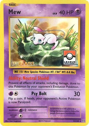 Mew (League Challenge) [1st Place] (53/108) [League & Championship Cards] Holofoil - Promo