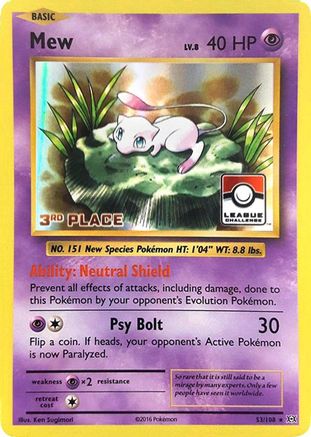 Mew (League Challenge) [3rd Place] (53/108) [League & Championship Cards] Holofoil - Promo