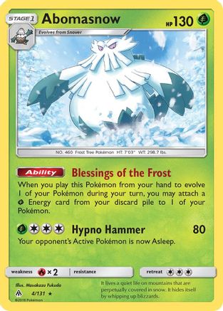 Abomasnow (4/131) [SM  Forbidden Light] Reverse Holofoil - Rare