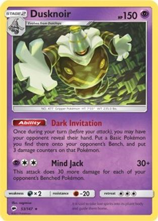 Dusknoir (SM Burning Shadows) (53/147) [Deck Exclusives] - Rare