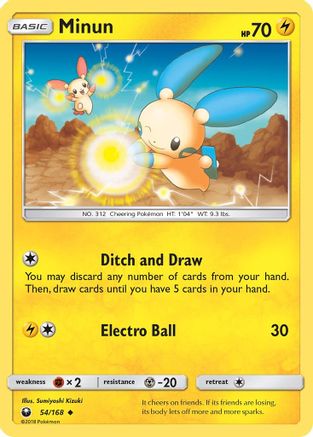 Minun (054/168) [SM  Celestial Storm] Reverse Holofoil - Uncommon