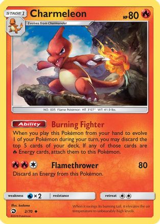 Charmeleon (002/70) [Dragon Majesty] Reverse Holofoil - Uncommon