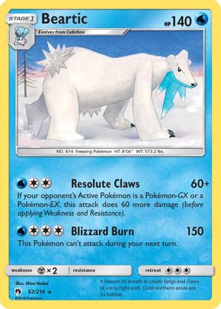 Beartic (62/214) [SM  Lost Thunder] Reverse Holofoil - Rare